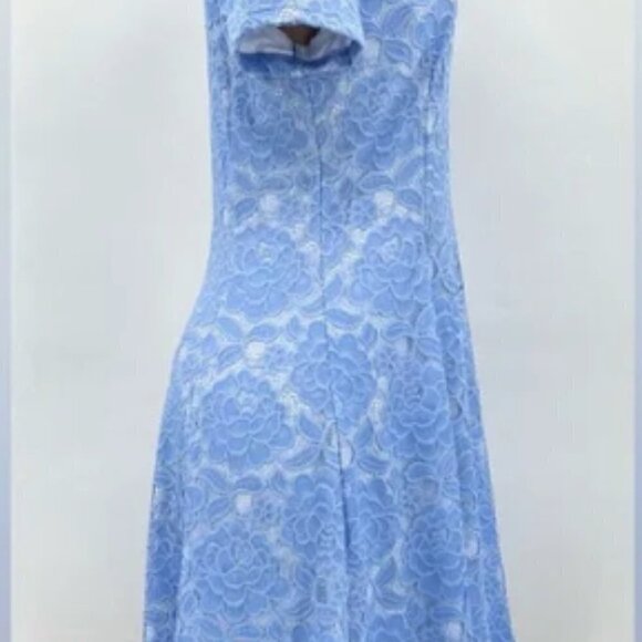 Anthropologie Hutch Blue Floral Lace V-Neck Fit & Flare Dress - Picture 10 of 10